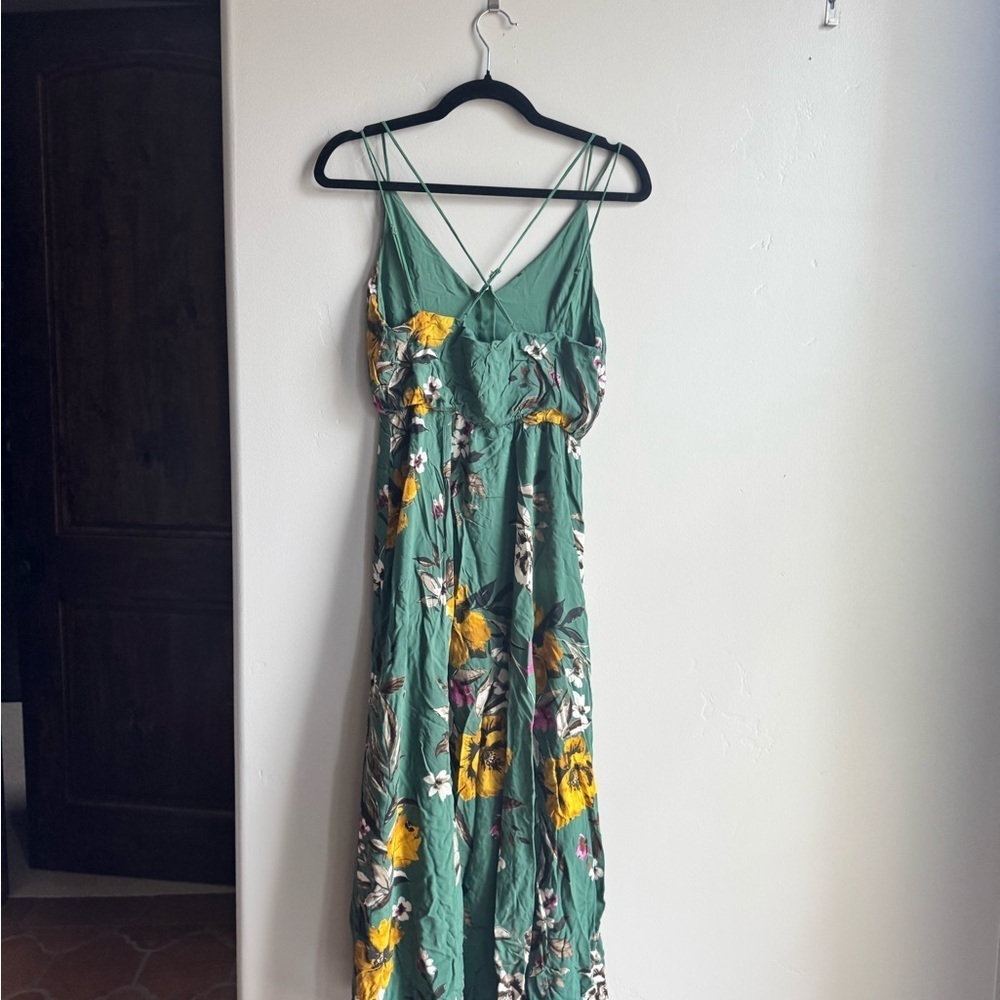 Urban Outfitters Floral Green Midi Dress Sz 2 Boho Cottagecore Y2K Spring - Picture 5 of 6